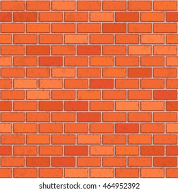 Red brick wall seamless background. Vector eps10 illustration. Tiled pattern for continuous replicate. Old red brick wall.