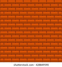 Red brick wall seamless illustration. Brick wall icon.