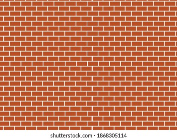 Red brick wall seamless pattern. Dark red colored stone brick vector illustration.