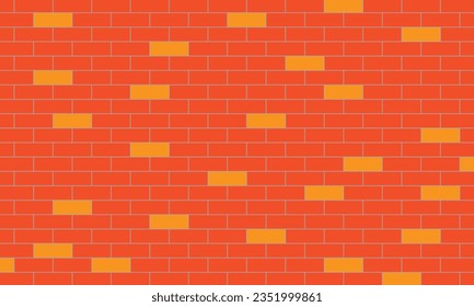 Red brick wall seamless pattern. Kitchen or bathroom metro tile design. Geometric background. Vector flat illustration.