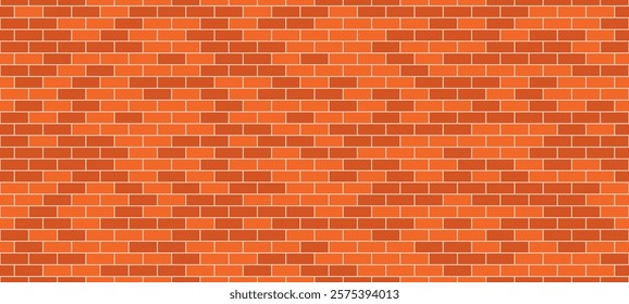Red brick wall. Seamless pattern texture background. Brick wall texturer design backdrop. Vector graphic.