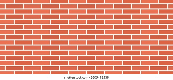 Red brick wall seamless pattern, brick vector background