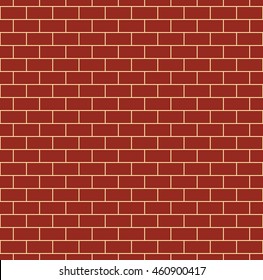 Red brick wall seamless pattern. Repeating texture of brickwork. Continuous bricks background. Simple vector illustration with bricklaying.