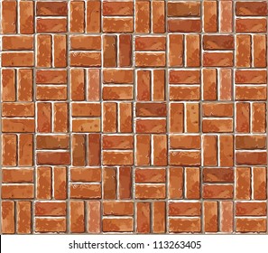 Red brick wall seamless Vector illustration background - texture pattern for continuous replicate.