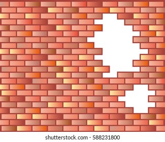 Red brick wall seamless Vector illustration background - texture pattern for continuous replicate.
