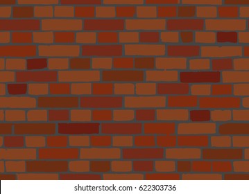 Red brick wall seamless Vector illustration background