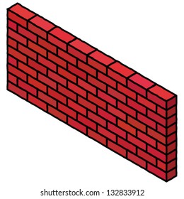 A red brick wall with subtly imperfect bricks.