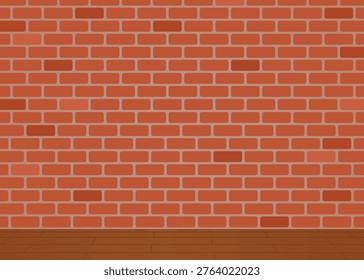 Red Brick Wall Texture Background, Vintage Brick Wall Surface with Wooden Floor, Rouge Urban Building Construction Texture illustration