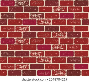 Textura de pared de ladrillo rojo con rayas, creado para su uso en diseño vintage, estilos rústicos e interiores retro