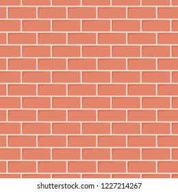 Red brick wall texture. Seamless background. Vector illustration 
