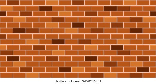 Red brick wall texture, seamless cladding pattern for interior decoration, kitchen backsplash, plastic panel, building outdoor design. Abstract vintage background, vector flat illustration