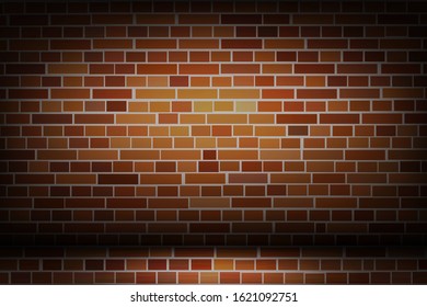 red brick wall texture, brick surface background on dark tone. template design for wallpaper and copy space. vector illustration