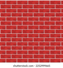 Red brick wall vector illustration. 