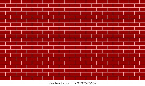 Red brick wall Vector illustration isolated on white background.