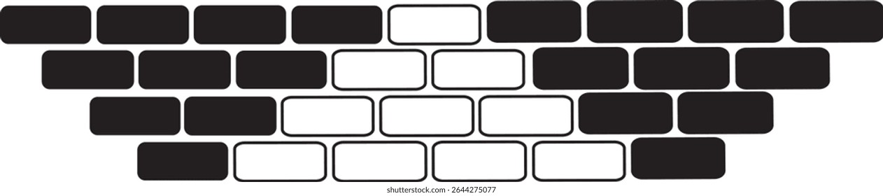 Rote Ziegelwand, Vektorgrafik. Schwarz-weiße Ziegelwand, Wandsymboldesign, präzise gerendert, roter Ziegelwandvektor,