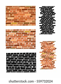 Red brick wall.  Vector illustration background - texture pattern for continuous replicate.