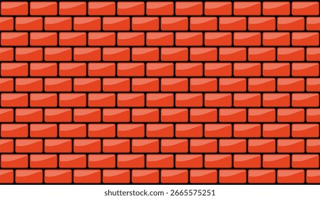 Roter Ziegelwand-Vektor nahtloses Muster, bearbeitbare EPS-Hintergrundtextur von Maurerdesign, Bau- oder Architekturelement, einzeln auf Weiß für einfache Nutzung