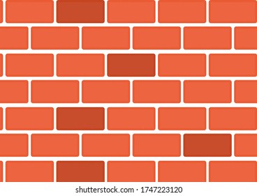 Red brick wall vector wallpaper texture on white background.