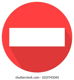 Red brick warning sign with shadow No entry sign isolated.