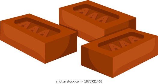 Red bricks, illustration, vector on white background