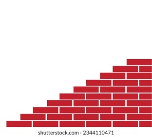 red bricks installed like a ladder