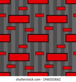 Red bricks on a gray background, texture for wallpaper, seamless pattern, vector illustration