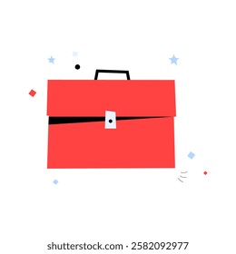 Red Briefcase In Flat Vector Illustration Symbolizing Business, Career, Professional Work, And Corporate Success, Isolated On White Background
