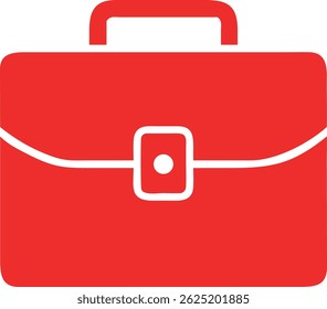 Red briefcase icon design representing business success and professionalism concepts