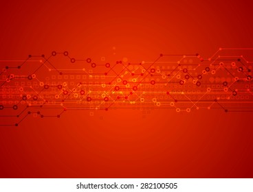 Fondo técnico abstracto rojo brillante. Diseño de vectores