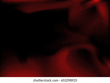 Red bright dots over black layout background. Retro style graphic comic page in red and black template. Vector illustration
