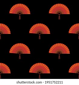 Fanáticos brillantes rojos sin inconvenientes. Rojo en el negro. Diseño de vectores. Papel, textiles, etc.