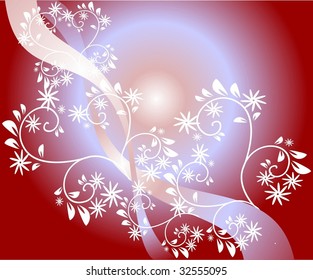 red bright floral card vector