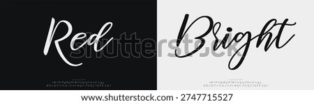 Red Bright, Hand drawn vector alphabet. Modern monoline signature script font. Elegant Signature Font. Best Alphabet Beautiful Calligraphy Signature Font
