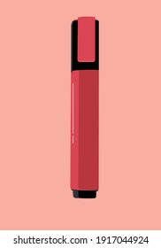 red bright highlighter isolated with pink background 