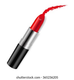 Red Bright Lipstick With Gradient Mesh, Vector Illustration