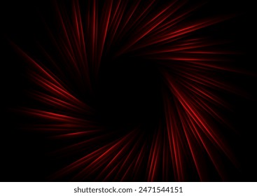 Red bright neon round laser rays abstract tech background. Geometric futuristic vector design