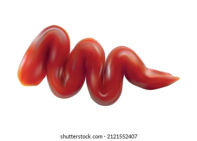 Red bright sauce spot realistic composition isolated on blank background vector illustration