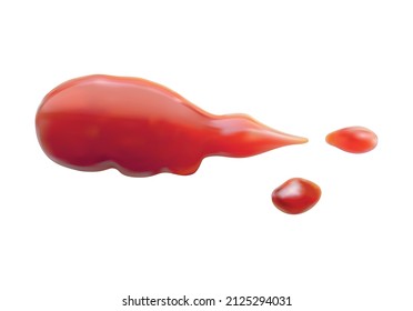 Red bright sauce spot realistic composition isolated on blank background vector illustration