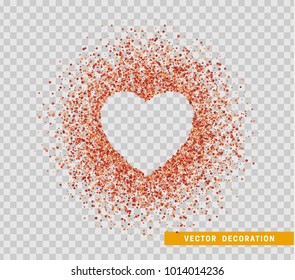 Red bright sparkles background. Heart bubble for text.