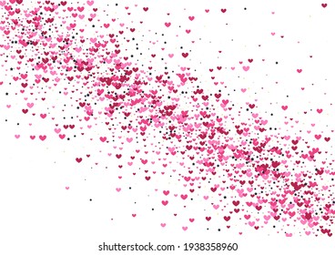 Red Bright Star Texture. Purple Like Backdrop. Confetti Scatter Illustration. Pink Heart Card.