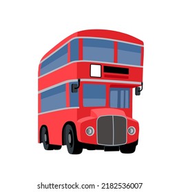 Red British double-deck bus. The symbol of London. Color vector illustration isolated on a white background in a cartoon and flat design.