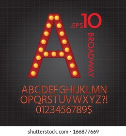 Red Broadway Alphabet and Numbers Vector