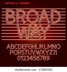 Red Broadway Light Bulb Alphabet and Digit Vector svg