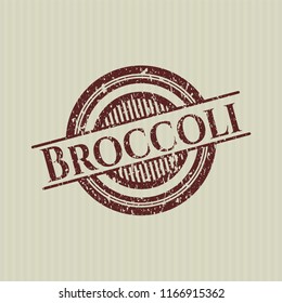 Red Broccoli rubber stamp with grunge texture