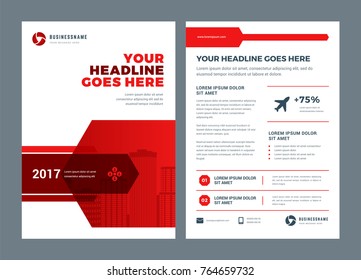 Rote Broschüre Geschäftsbericht Flyer Design-Vorlage, Vektorgrafik abstrakter flacher Hintergrund mit Logo-Design.