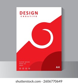 Red brochure design with abstract shape, book cover design, annual report. flyer template, Poster, catalog. Simple sale leaflet for promotion, magazine. Vector eps 10