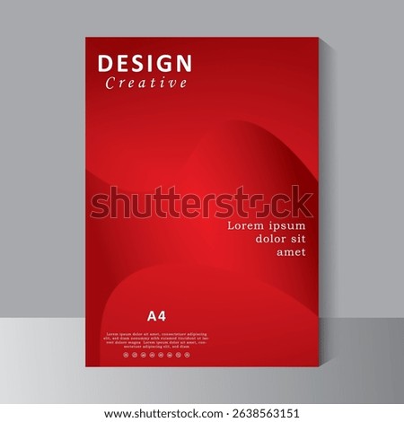 Red brochure design with abstract wave shape, book cover design, annual report. flyer template, Poster, catalog. Simple sale leaflet for promotion, magazine. Vector eps 10