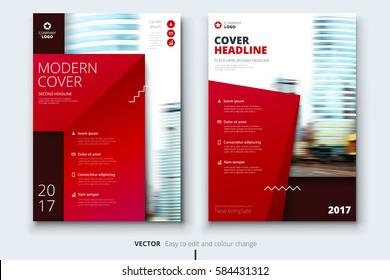 Red Brochure design. Corporate business template for brochure, report, catalog, magazine. Layout with modern geometric shapes and abstract background. Creative poster, flyer or banner concept