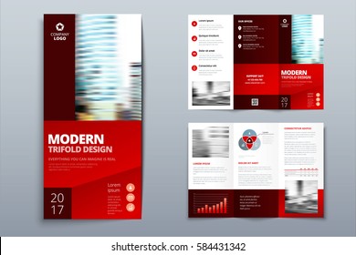 Red Brochure design. Corporate business template for brochure, report, catalog, magazine. Layout with modern geometric shapes and abstract background. Creative poster, flyer or banner concept