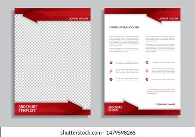 Red brochure design template with arrows - front and back page